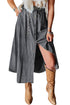 Fully Buttoned Long Denim Skirt